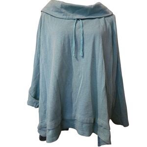 Ali Miles Sweatshirt 3X Green Cowl Neck Roll Cuff Boho Warm Comfy